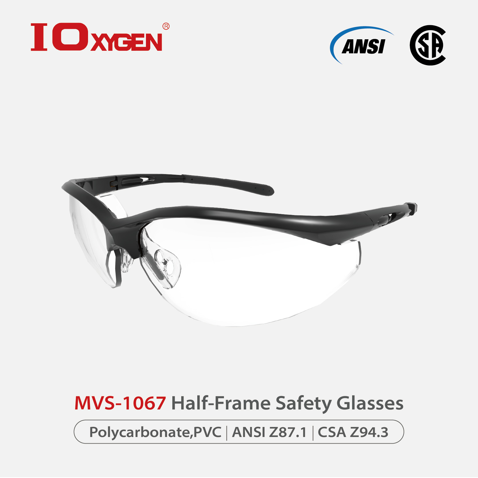 MVS-1067 Half-Frame Safety Glasses  